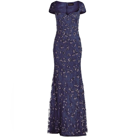 THEIA Bree Cap-Sleeve Gown NWT - Picture 6 of 12